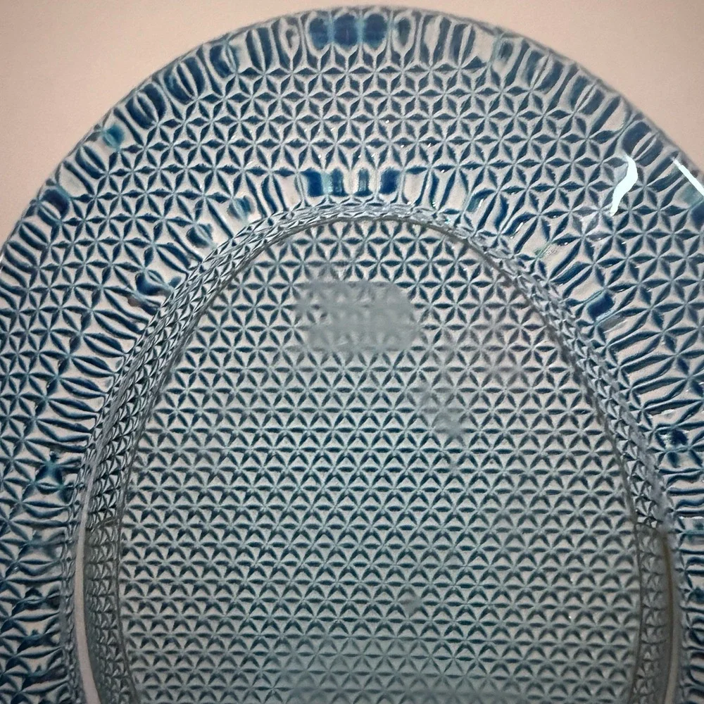 Blue Textured Oval Glass Picture Frame Cottagecore